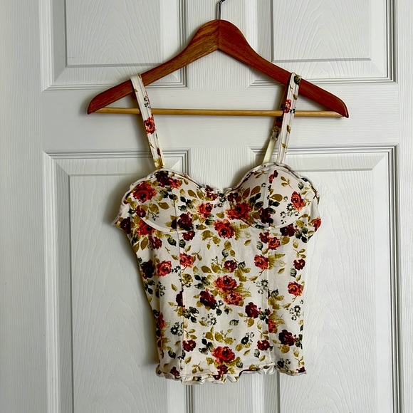 $20/2 MUDD crop top corset floral y2k spaghetti stripes adjustable padded - Picture 2 of 9